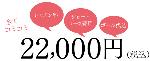 レッスン料、ショートコース費用、ボール代込全てコミコミ22,000円（税込）